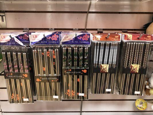 Variety of Korean and Japanese metal chopsticks