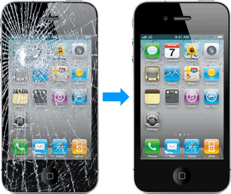 Cracked screen/glass repair service Iphone.