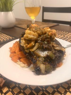 Surf n Turf w/ Braised Carrots and Brown Rice