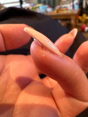 Finger cut by scissors when getting a full set