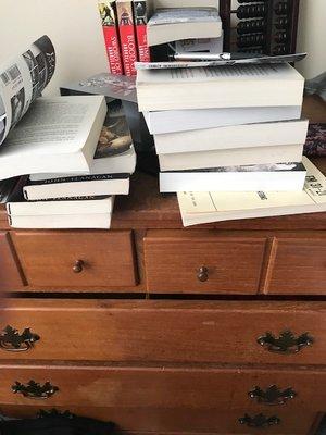 (Sorry about the books) This bedside table was also passed down through several generations in my wife's family also (father)