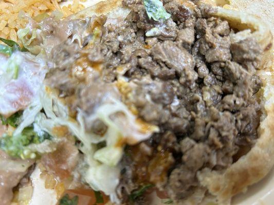 Meat from inside the Gordita!