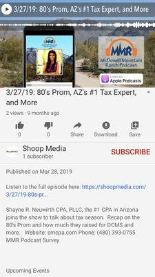 Shayne Neuwirth was featured as a Tax Expert on the McDowell Mountain Podcast March 2019.