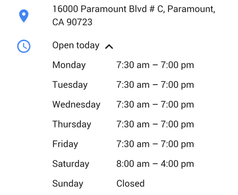 Store hours