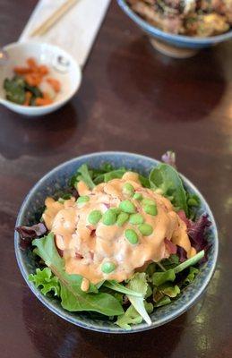 Poke bowl with salmon and tuna