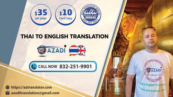 Azadi Translation Services in Houston. Thai to English Translation Services