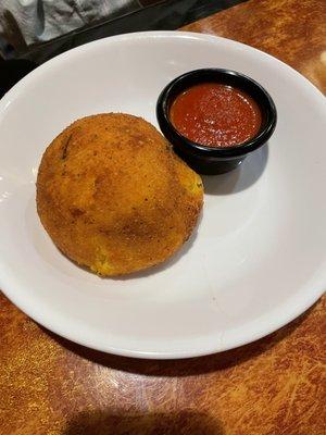 Rice ball the size of a softball.