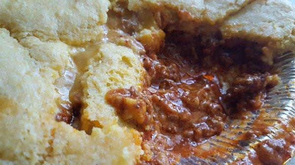 Chili cheese cornbread pie