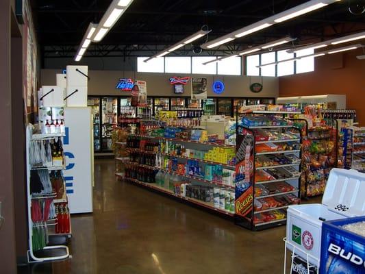 Beer, Groceries, Auburn and Alabama football logo items.  Discount cigarettes.