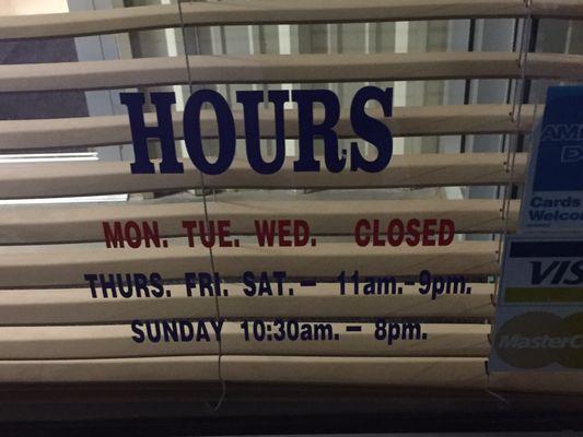 Restaurant hours