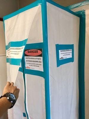 A decontamination chamber our technicians set up at a high school.