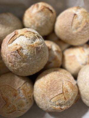 Bread Bowls offered as an upgrade. These are made with the same dough as our Signature Country White Sourdough Batards.