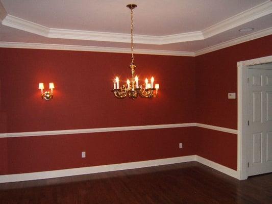 Interior dining room painted in deep red