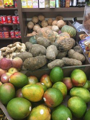 Super sweet mangos, yams , Kabochas, ginger, apples and coconuts