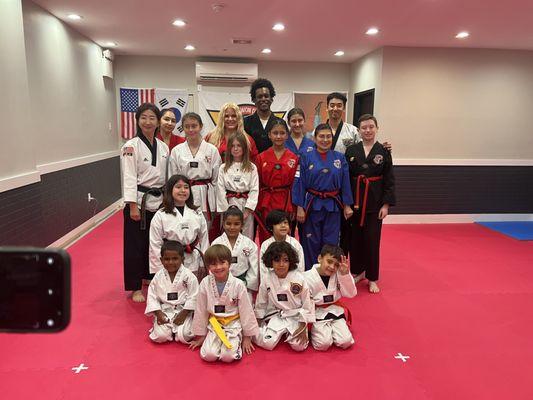 The first students to take their belt tests at our school, our instructors, and Grandmaster Ahn