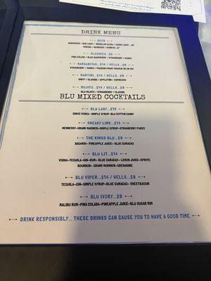 Drink menu