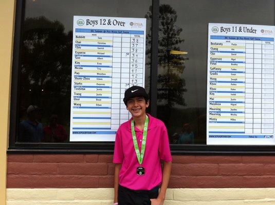 Kevin was an amazing coach for my son. Here he placed first on. So. Cal Jr PGA tournament. Kevin has plenty of patience.