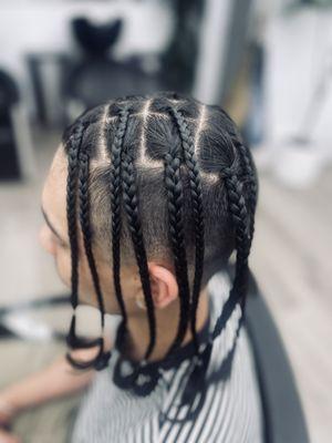 Box braids with fade