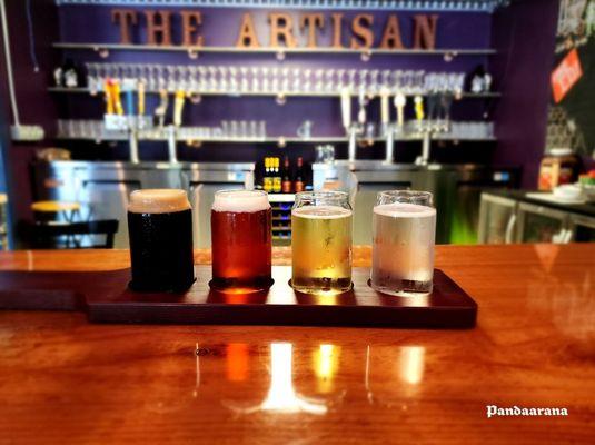 Flight of beers  Ceo stout Rubaeus  Uncle john apple and pear cider White peach seltzer