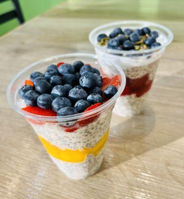 Overnight oats and Chia with fruit and real maple syrup!