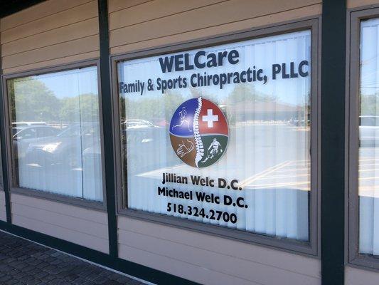 We have convenient parking right in the lot outside of our office, just look for the window sign for the chiropractor!