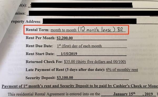 Handwritten lease changes improperly added AFTER we signed the contract