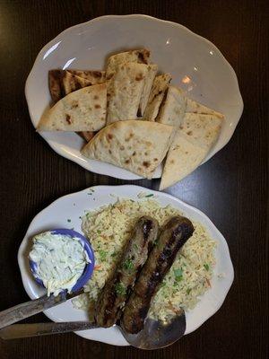 Arni Rolo Gemisto (Nov 2020 - $12) Stuffed lamb rolls. Grilled lamb stuffed with imported feta, served with tzatziki sauce.