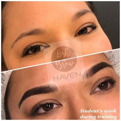 Before & after Ombre' Microblading 6D eyebrow with digital powder technique