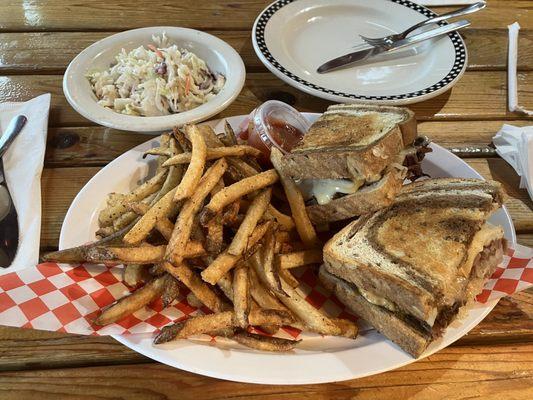 Brisket Reuben with extra side of slaw