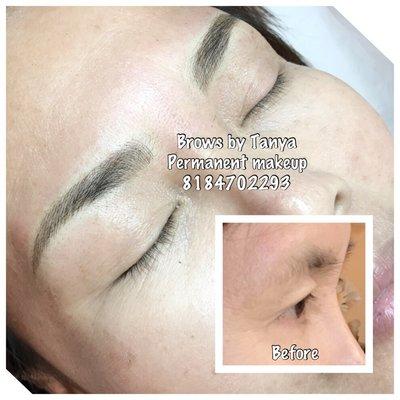 6 D feather touch eyebrows permanent makeup.