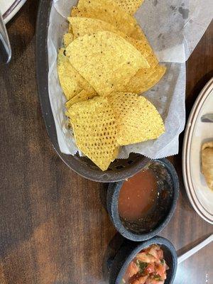 Bland chips and salsa.  Not great.