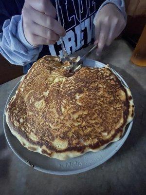 Giant chocolate chip pancake.