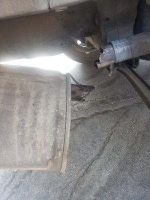 broken rusted pipe on the muffler