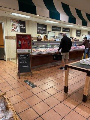 Nice Traffic Control in the store at the meat/fish counter.  One way in.