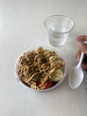 Açaí bowl! Strawberry, banana, and granola!