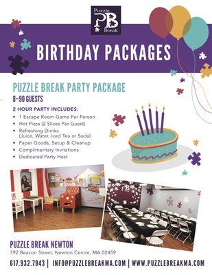 Looking for a FUN and EXCITING way to celebrate a Birthday?? Call and reserve your BIRTHDAY PACKAGE today!! NOW OPEN in Newton Center!