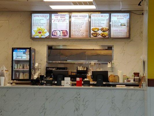 Front counter & menu