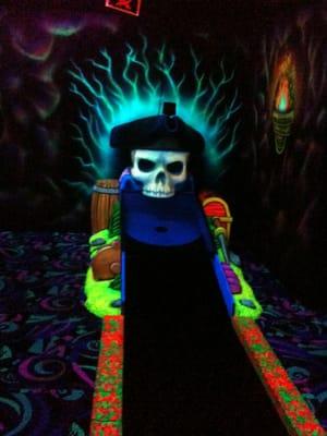 Glow in the dark mini golf...super fun but TERRIBLY warm in there!