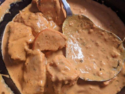 Part of the Chicken Makhani (Butter Chicken).  Comes with rice too of course