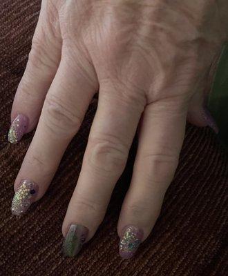 Mardi Gras nails. Thanks David!! They're beautiful.