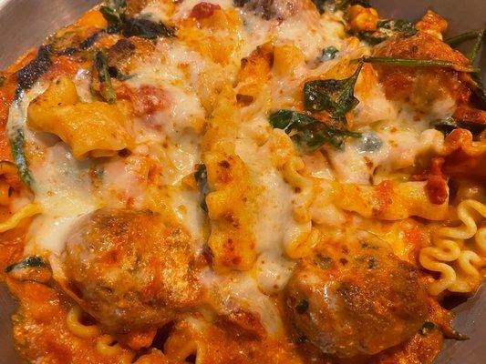 Pan Baked Chicken Meatball Lasagna