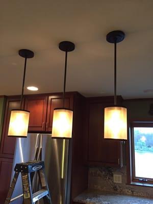 This project started as two recessed can we replaced and hung pendent so for a much better look