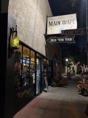 Main Grape  at night right in downtown Vacaville