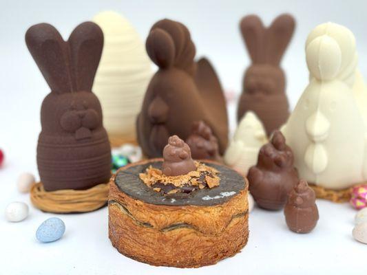 Easter Choco Banana Roll & House made Valrhona Easter eggs, bunnies, Chicks !