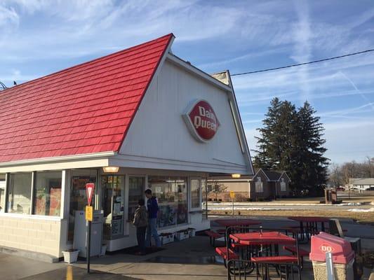 Outside of Dairy Queen in Paris, Illinois.  There is no indoor seating although there is some benches and a drive thru.