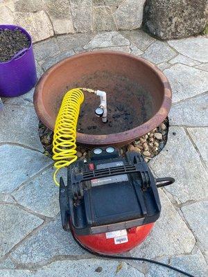 My pressure testing setup used by the Cobabe Bros technician