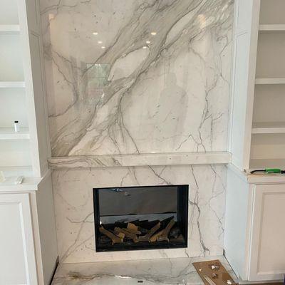 Elegant Marble fireplace with mantle