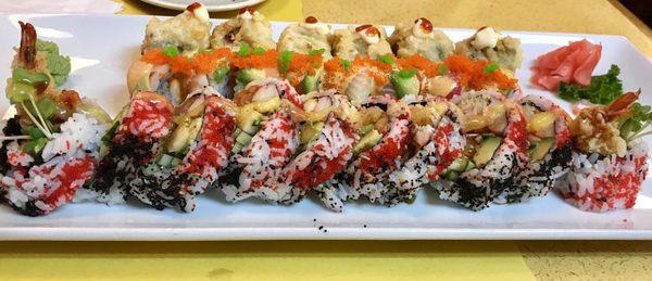 Crazy roll, spicy rainbow roll