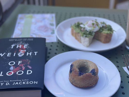 Avocado toast and blueberry lemon donut