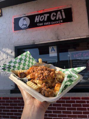 I'm a first customer of hot gai. They are just open today.  I really like phanaeng curry fries and Thai fried chicken. It's real Thai test.